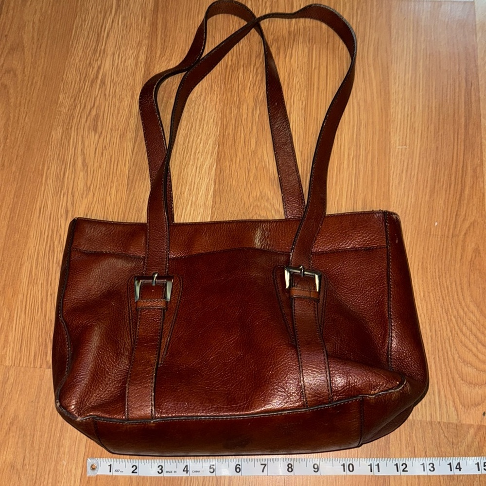 Etienne Aigner Cognac Pebble Leather Shoulder Bag Silver hardware TUSCAN MOM